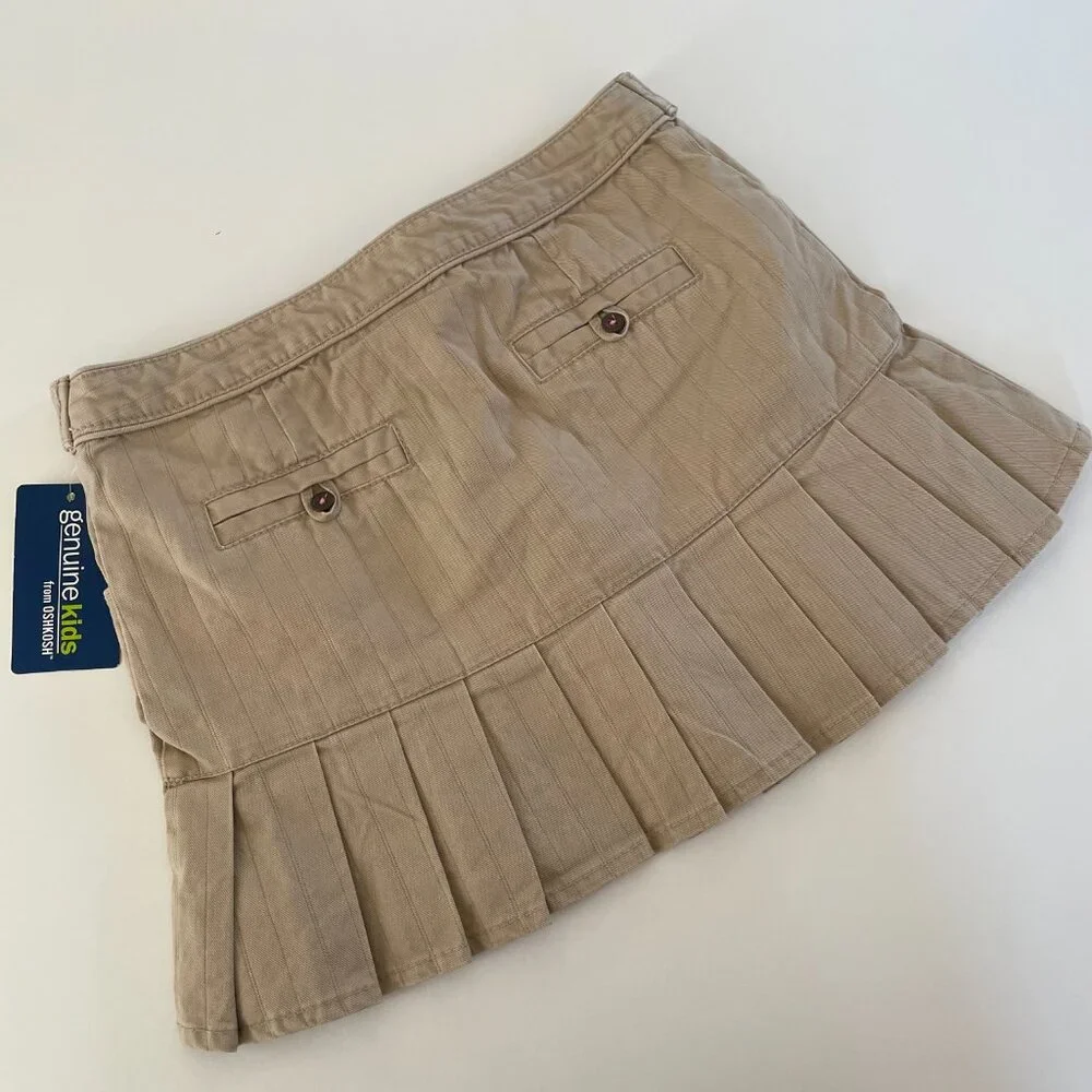 Oshkosh Genuine Kids Girls Cotton Skirt Skort Adjustable Waist Taupe Size 6X NWT
